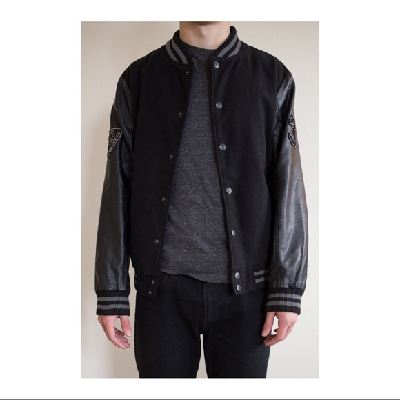 varsity style bomber jacket